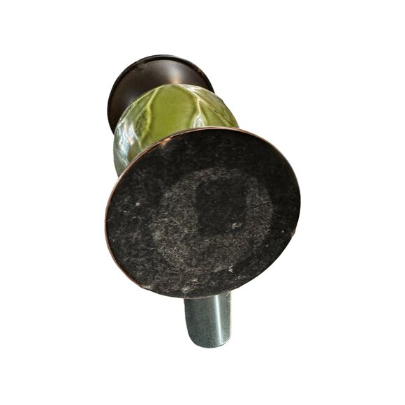 Vintage Ceramic & Metal Candle Holder Leaf Design - 7" Tall Retro Decor - Picture 10 of 12